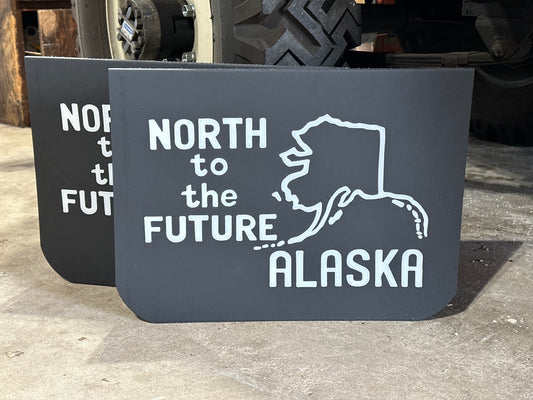 Vintage inspired Alaska North to the Future wide mudflaps