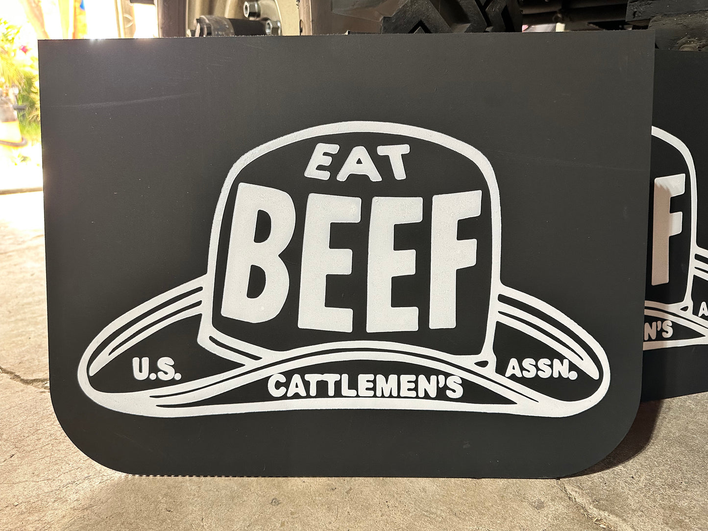 Eat Beef wide retro mudflaps for trucks