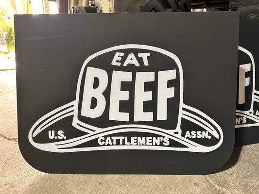 Eat Beef wide retro mudflaps for trucks