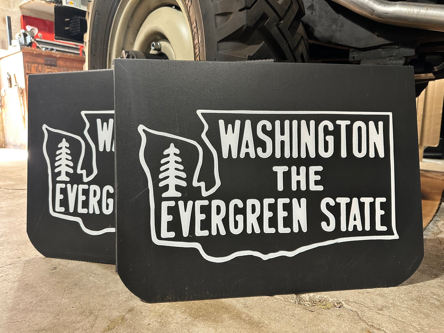 Washington Evergreen State retro wide mudflaps