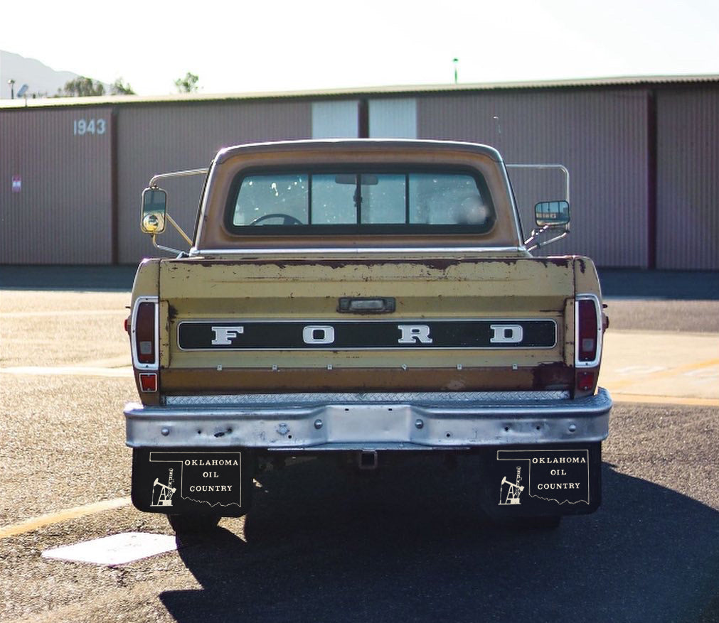 Classic truck showing Oklahoma Oil Country vintage inspired mudflaps