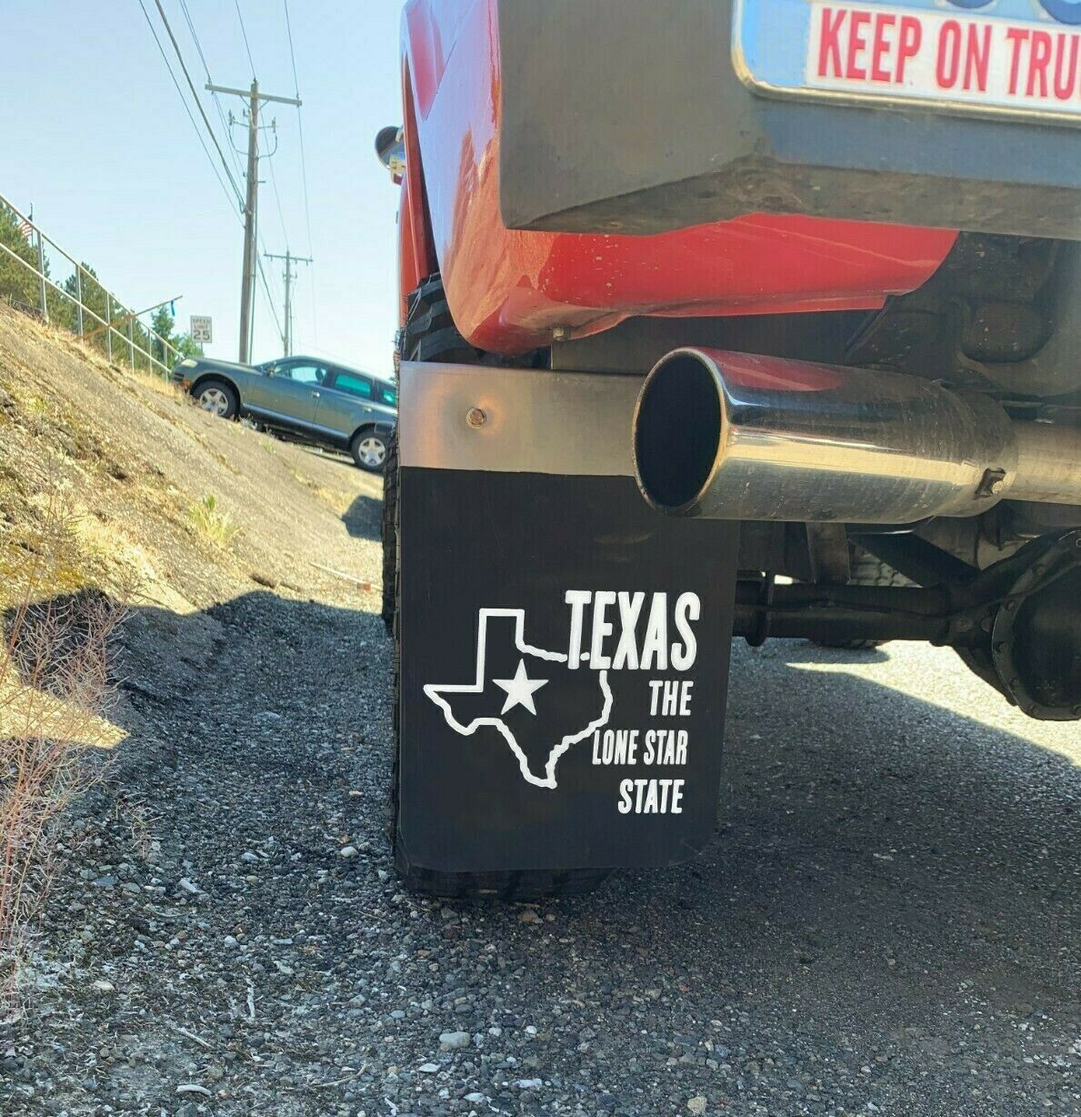 Truck with old school Texas Lonestar mudflaps